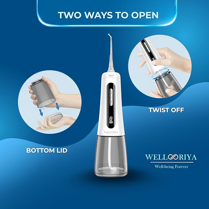 Cordless Water Flosser for Teeth – 300mL Large Tank, 9 Pressure Levels, LED Display, USB-C Rechargeable, IPX7 Waterproof Dental Oral Irrigator for Home & Travel (White)