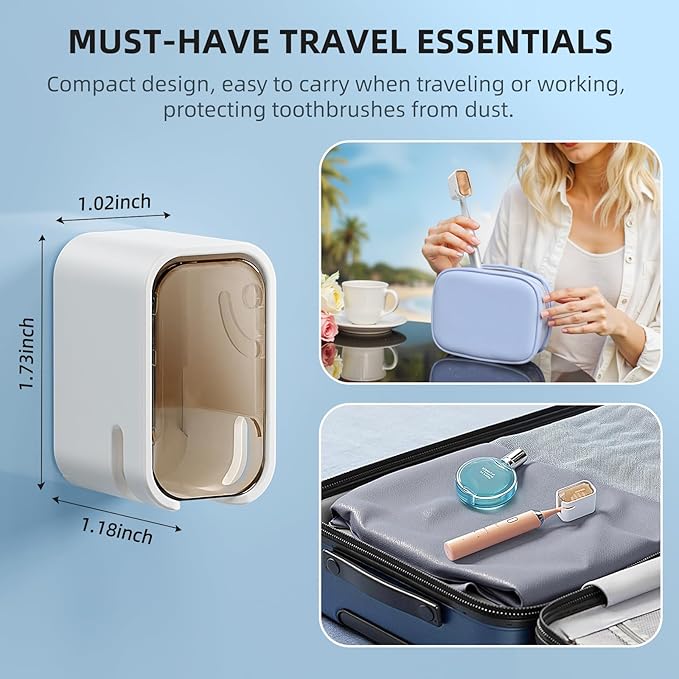 Travel Toothbrush Head Cover 2PCS, Electric Toothbrush Covers Caps, Ventilated Toothbrush Protectors Caps for Travel, Camping, Bathroom, Business, Brown