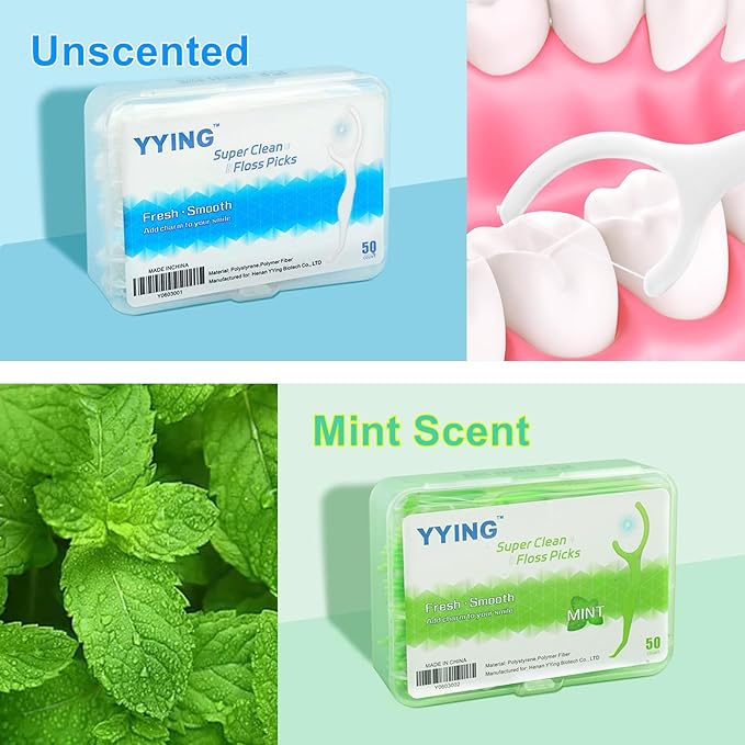 Dental Floss Picks for Teeth 100 Count Mint Tooth Picks Flossers for Adults Flossing Sticks with Portable Travel Case