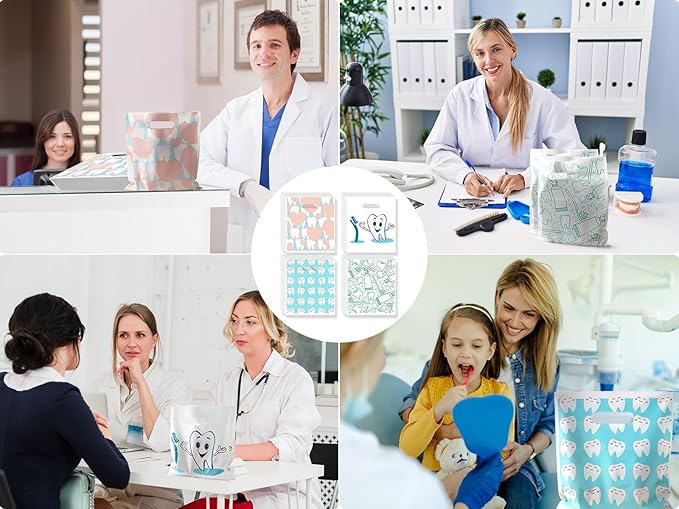 800 Pcs Dental Bags, Tooth Patient Care Dental Bags, 9 x 8 Inches dental goodie bags, for Dental Clinics, Schools and Patient use (Style 4)