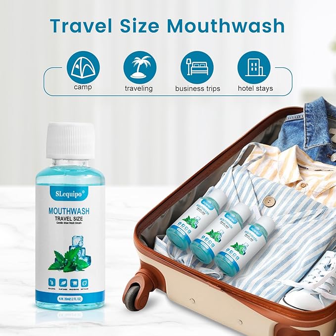 100 Travel Size Mouthwash Bulk Mini Mouthwash, Fresh Mint Portable Mouthwash Individual 1.2oz/35ml Mouthwash Bottles for Travel Toiletry Kits, Blue