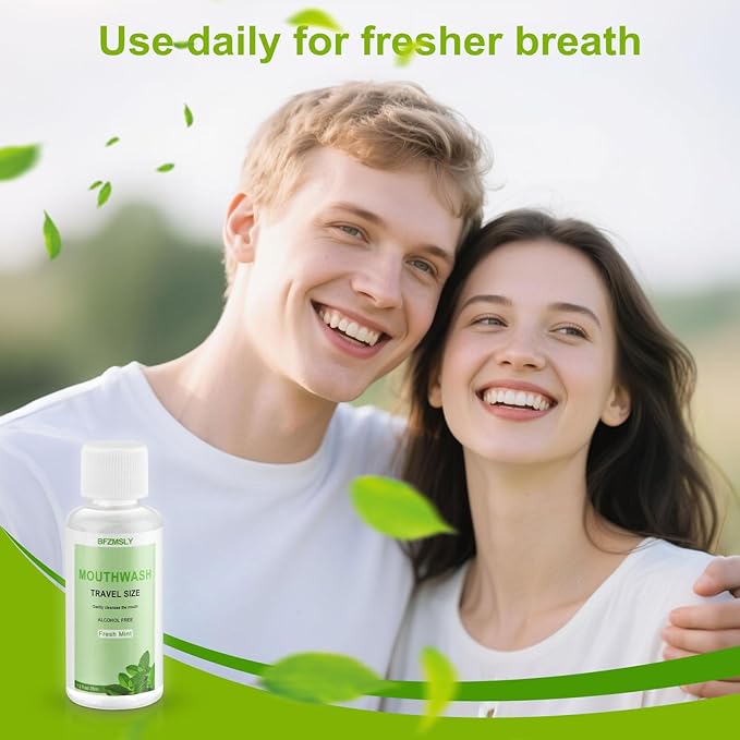 15 Pc Travel Size Mouthwash, 1.2oz/35ml Mini Mouthwash, Alcohol-Free, Portable Oral Rinse for Travel, Hotels, On-The-Go (Mint)