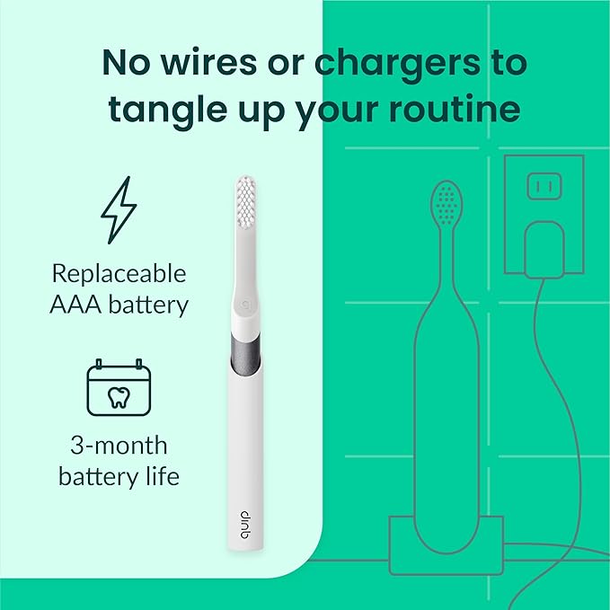 Quip Metal Sonic Electric Toothbrush for Adults - Time Travel & Soft Bristles with Travel Case & Replacement Brush Head - 3 Month Battery Life - Slate