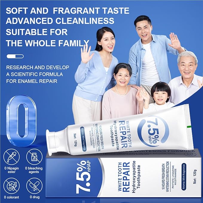 7.5% Hydroxyapatite Toothpaste for Enamel Protection, Fluoride-Free Formula with Gentle Mint, for Sensitive Teeth, Daily Protection, Long-Lasting Fresh Breath, 4.23 Oz (3)