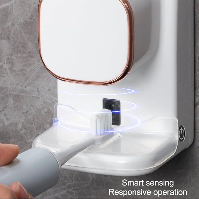 Automatic Toothpaste Dispenser with Responsive Sensor,Tooth Pastetooth Paste Dispenser Automatic Dispensing,Toothbrush Holder Wall Mounted Space Saving for Adults Family (White)