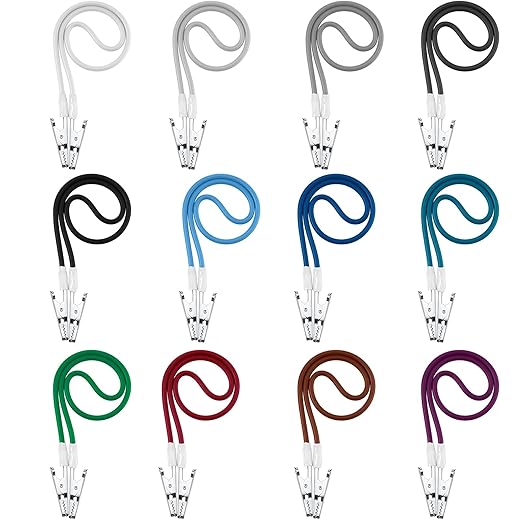 Patelai 12 Pcs Silicone Dental Bib Clips Colorful Napkin Clips Bib Holder Dentist Napkin Chain Neck Chain with Lanyard for Elderly Adult Patient Towels Restaurant Cloth Travel(Vivid Color Series)