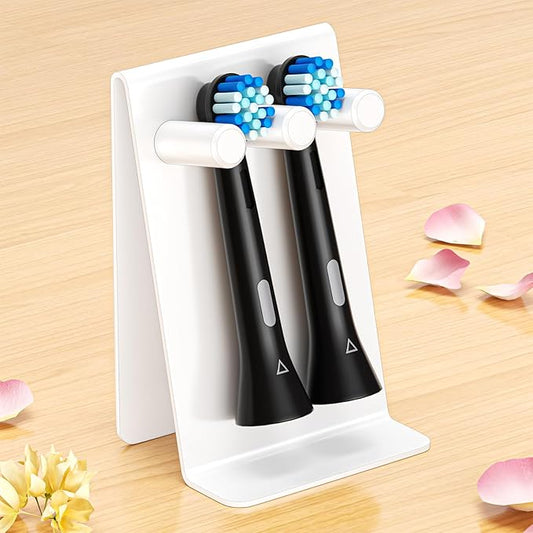 Electric Toothbrush Head Holder, Self Adhesive or Desktop Tooth Brushing Holder, Wall Mounted Toothbrush Holders Shower Bathroom, Tooth Brush Holder Organiser (White, Small)