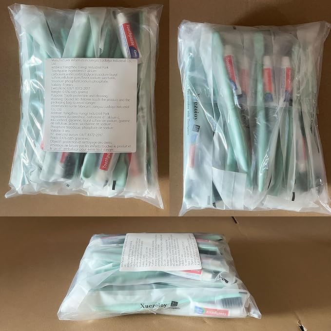Disposable Toothbrushes with Toothpaste,500 Pack Green Individually Wrapped Disposable Travel Toothbrushes Kit in Bulk for Homeless,Nursing Home,Hotel,Charity