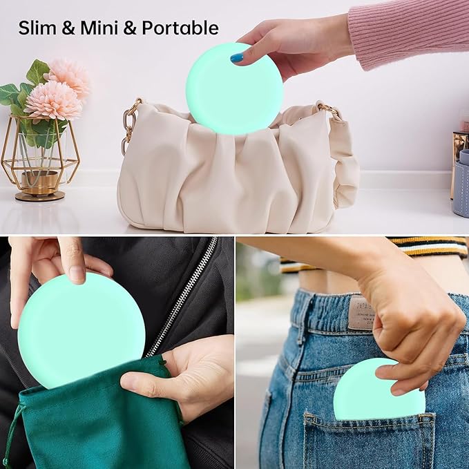Retainer Case, Slim Aligner Case Compatible with Invisalign, Cute Retainer Box with Silicone Pads, Mint Green