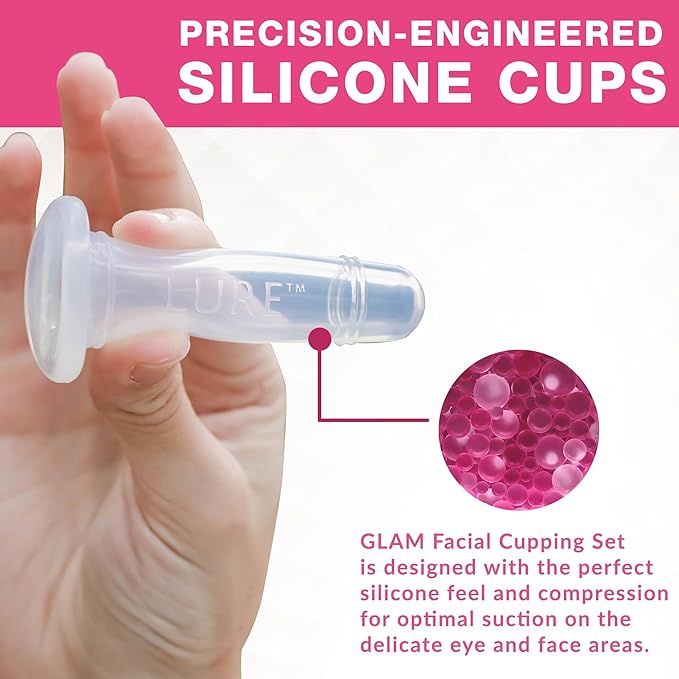 Lure Essentials Glam Facial Cupping Set (5 pc) Face Eyes Lips Cupping Set with Brush Collagen Lymphatic Massage