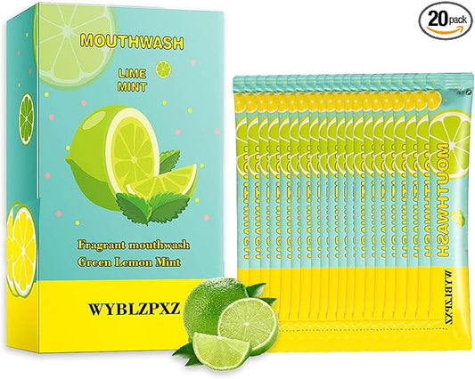 Mint Lime Travel Size Mouthwash for Adults,20 Pack Portable Mouthwash for Fresh Breath,Individual Mini Mouth Wash Travel Size Mouth Wash Products for Women & Men