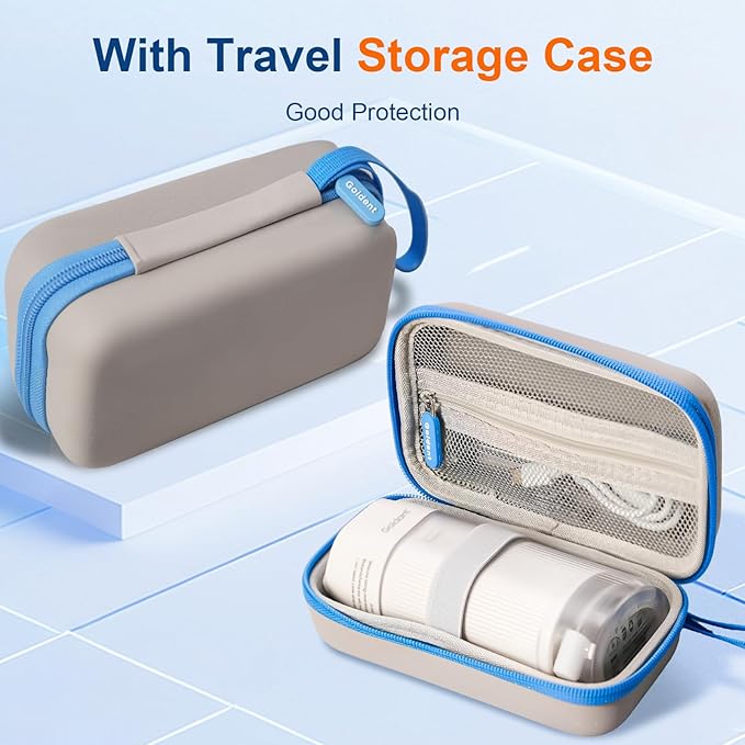 Portable Water Flosser for Teeth with Exquisite Travel Case, Cordless Rechargeable Mini Oral Irrigator with Removable Tank, IPX7 Waterproof, 4 Modes & 4 Jet Tips for Tooth Cleaning (White)
