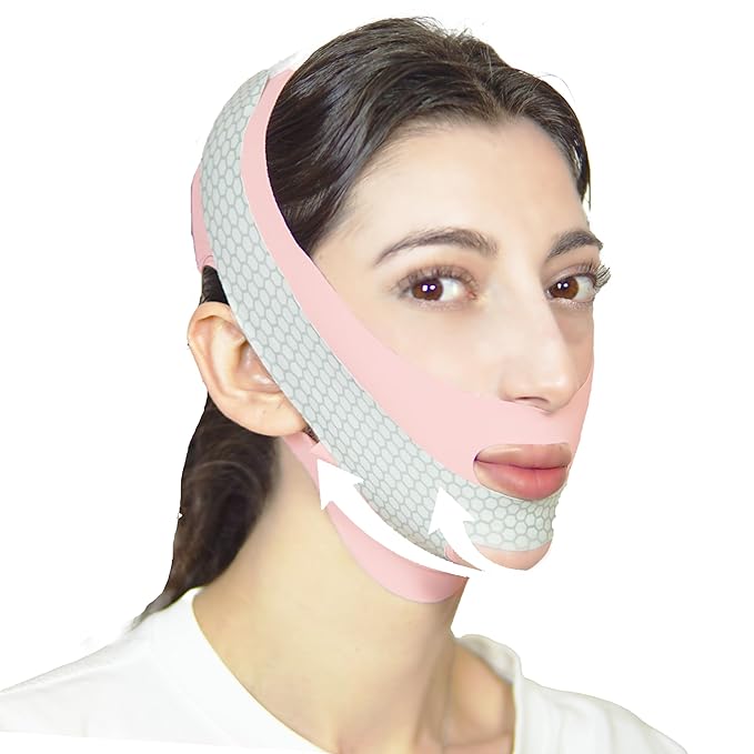 V Line Lifting Mask Chin Strap for Sleeping, V Line Mask, Face Lifting Strap, Chin Strap, Jawline Shaper, Jaw Strap, Double Chin Reducer,Face Lift Tape & Snoring Solution (Pink)
