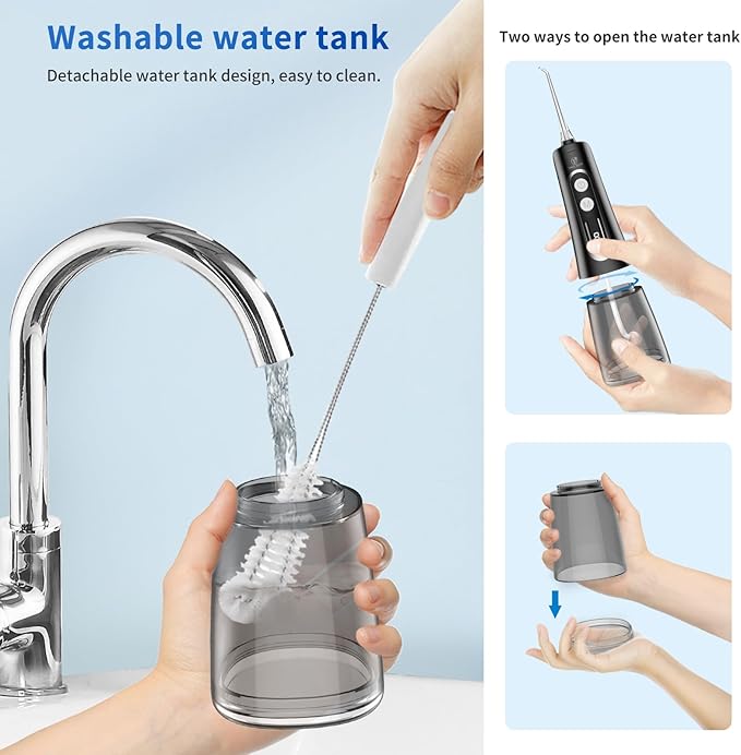 TTFM Dental Electric Water Flosser for Teeth Gums Braces, Dental Portable Flosser, 9 Pressure Modes, 300ml Tank Capacity, Rechargeable IPX7 Waterproof Teeth Cleaner