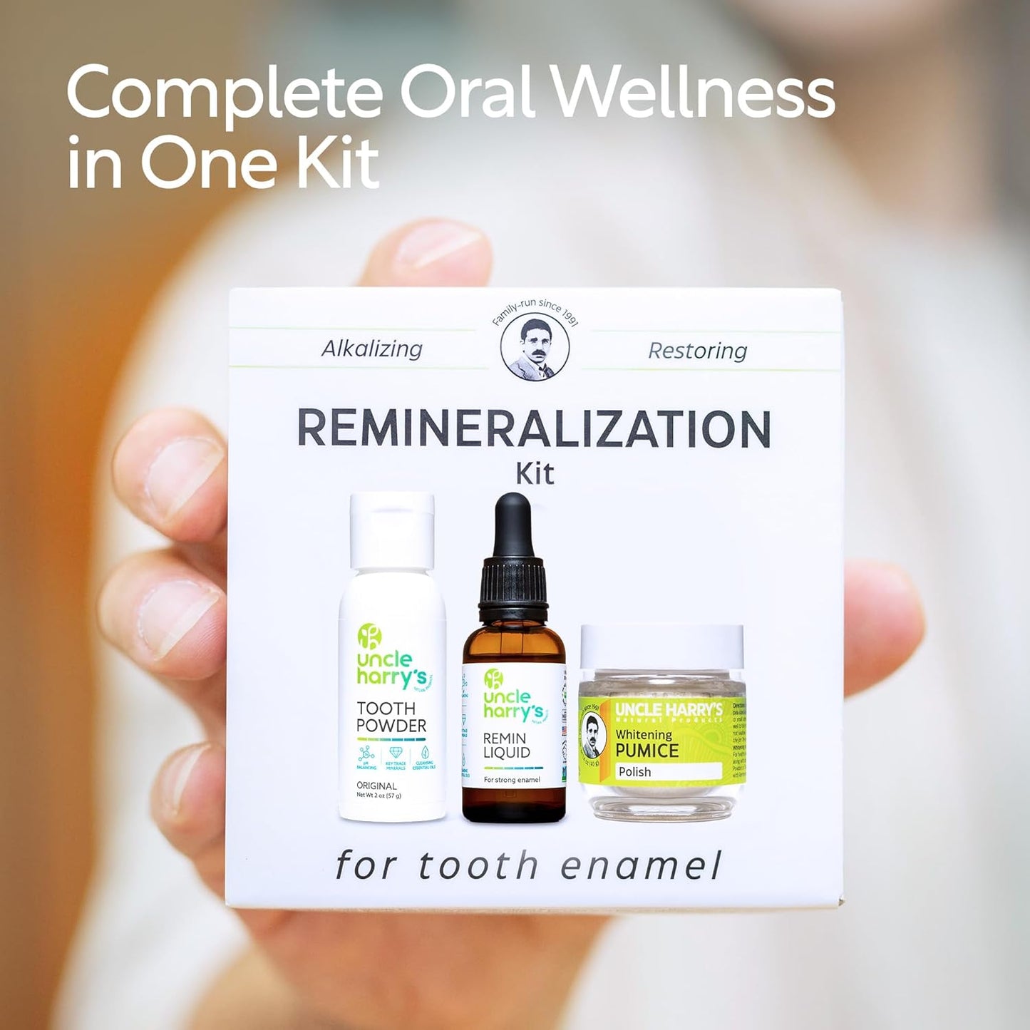 Uncle Harry's Natural Remineralization Kit with Tooth Whitening - 3 Products Strengthen Weak Enamel, Brighten Smile, & Correct Oral Care Issues (1 kit)
