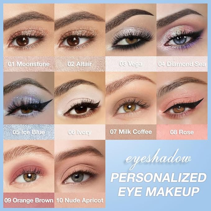 Single Cream Eyeshadow,Ice Blue Shimmer Eye shadow Pallette,Long Lasting Glitter Eyeshadow,Soft Shimmer Eye Makeup,Vegan & Cruelty-Free Mini Eye shadow for Brown Blue Green Eyes. 05#