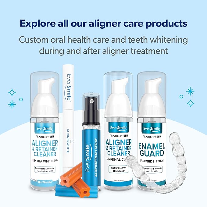 EverSmile AlignerFresh Cleaning Spray for Invisalign and All Clear Aligners and Retainers – On-the-Go Cleaning & Teeth Whitening, Kills Bacteria, Fights Bad Breath – Mint Flavor, 10ml (1 Pack)