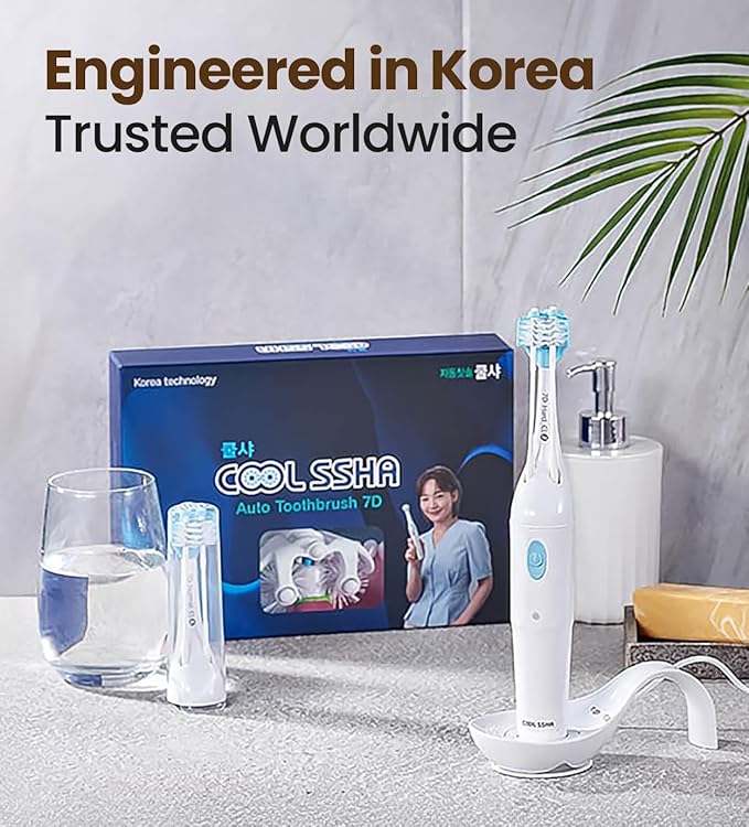 Made in Korea Toothbrush with Dual-Action Brush Heads – Deep Cleaning for Teeth and Gums (2Head_Rosegold)