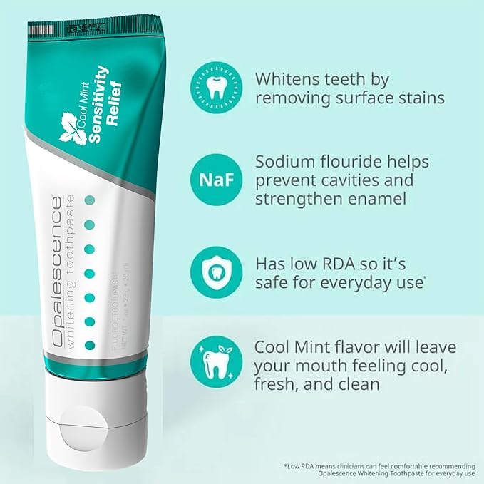 Opalescence GO 15 Whitening Bundle - (7 Treatments) Hydrogen Peroxide Prefilled Teeth Whitening Trays and Travel Sensitive Whitening Toothpaste 1 Oz - Mint Flavor- Includes a Toothbrush - 6288-1T