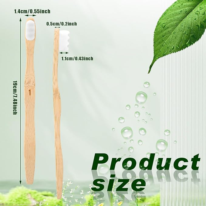 Sieral 24 Pcs Toothbrushes Extra Soft Bristles Wooden Bamboo Toothbrush 20000 Soft Natural Bristle Toothbrush for Kids Adults Home Travel Individually Wrapped (Wave Handle)