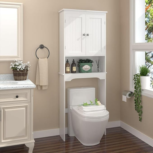 Over The Toilet Storage Cabinet with 3-Tier Shelves,Space-Saving Bathroom Organizer Rack Freestanding Shelf Unit for Bathroom (1)