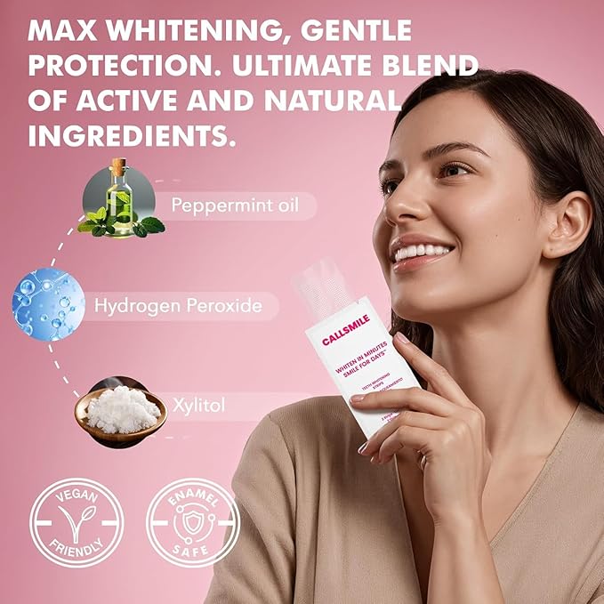 Callsmile Teeth Whitening Strips: 32 Treatment – Formulated for Sensitive Teeth – Gentle & Fast Whitening at Home, Removes Coffee, Tea & Smoke Stains, No Residue “Peel & Go”