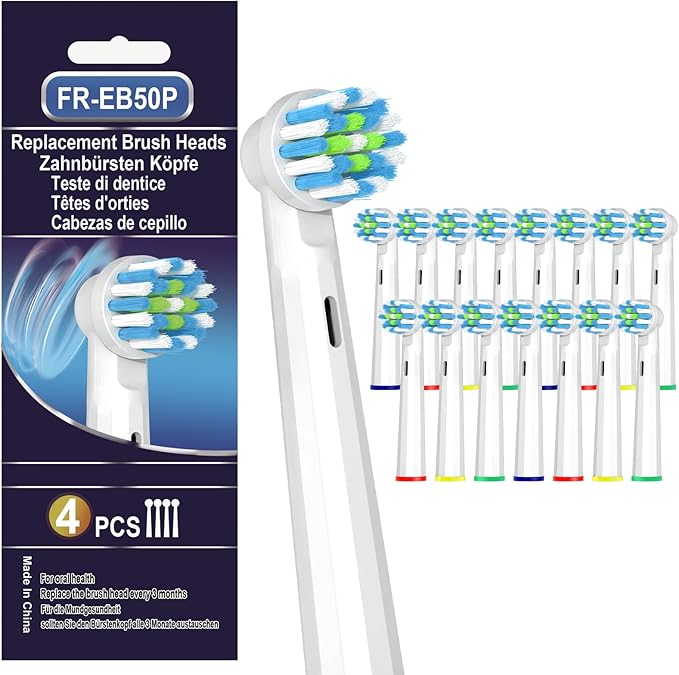 Replacement Heads Compatible with Braun Oral B Pro 1000, Genius X, Smart 1500 Electric Toothbrush, Toothbrush Heads Refills Compatible with Oral B (16 White)