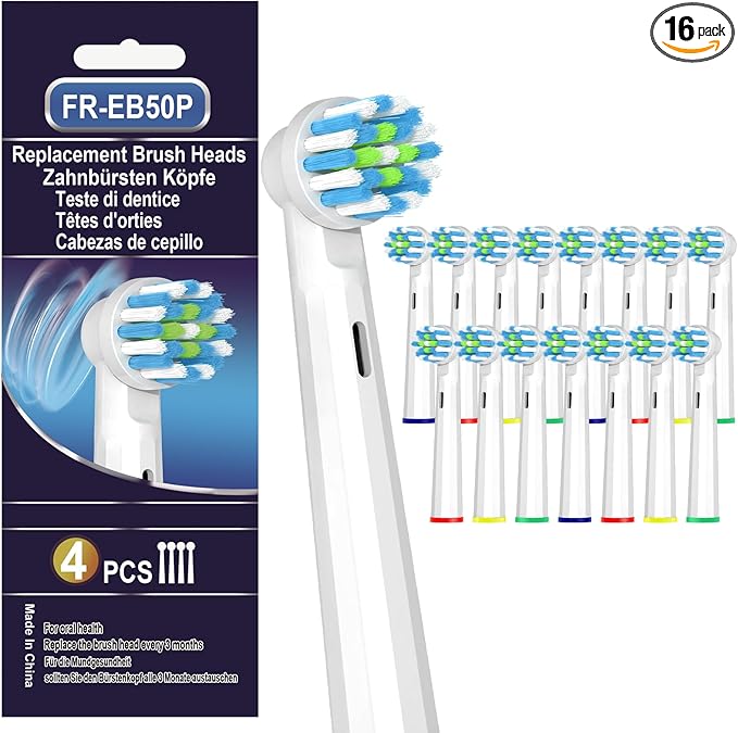 16 Pcs Replacement Toothbrush Heads Compatible with Braun Oral B Pro 1000/7000/9600/5000/8000, Precision Senesitive Brush Heads Refills for Genius X and Smart 1500 Electric Toothbrush (White)