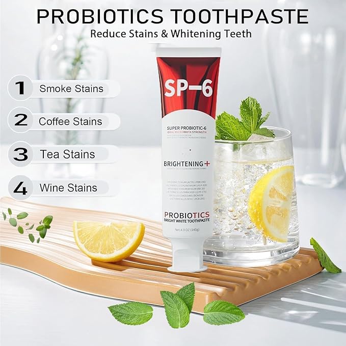 Sp-6 Probiotic Whitening Toothpaste, Sp-6 Ultra Whitening Toothpaste, with a Fluoride Free, Fresh Breath and Mint Flavored Enhancement Formula, Beneficial for Oral Health! 3pc (3)