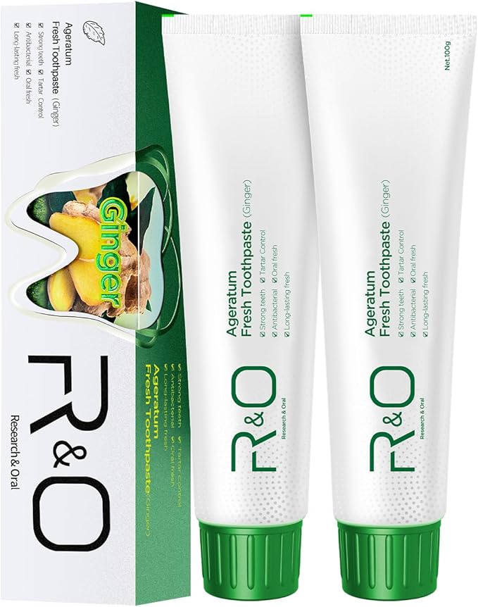 R&O Ginger Mint Fresh Toothpaste - Natural Plaque Removal & Fresh Breath | 3.53oz 2-Pack
