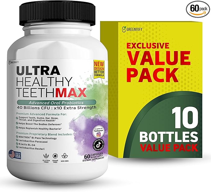 Ultra Healthy Teeth Max Probiotic Supplement, 40 Billion CFU, 60 Capsules, Advanced Oral Health Formula (10)