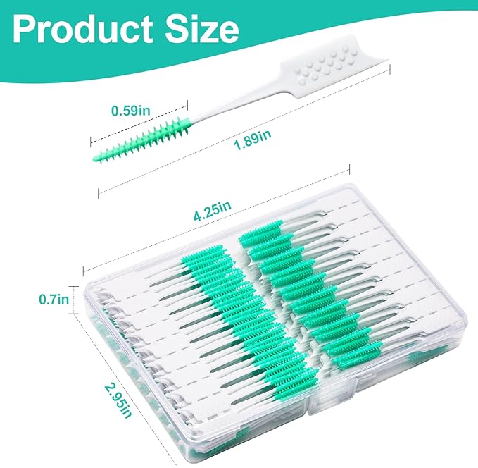 200 Pieces Interdental Brushes,Braces Brush with Silicone Head,Dental Tooth Flossing Toothpick Cleaners Tooth Tool (200PCS Blue)