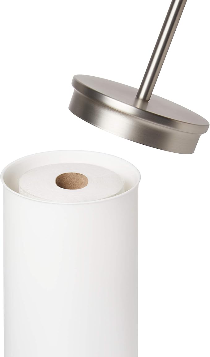 Umbra Portaloo Toilet Paper Stand and Reserve, White/Nickel