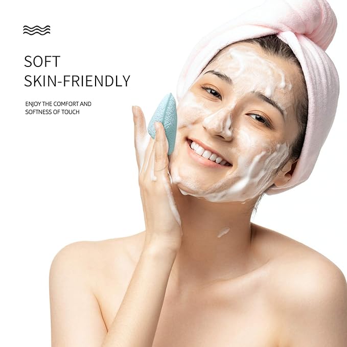 DAGEDA 2 PCS Konjac Facial Sponge, Deep Pore Cleansing and Exfoliating Blackheads, Daily Facial Cleansing, Makeup Remover, Glove Bath Sponge, Suitable for All Skin Types, Reusable