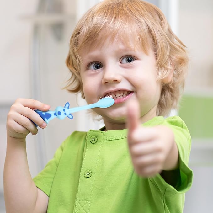 Toddler Toothbrush Pack - 36 Pieces, Soft Bristle Animal Toothbrushes with Covers & Suction Cup for Kids Sensitive Teeth