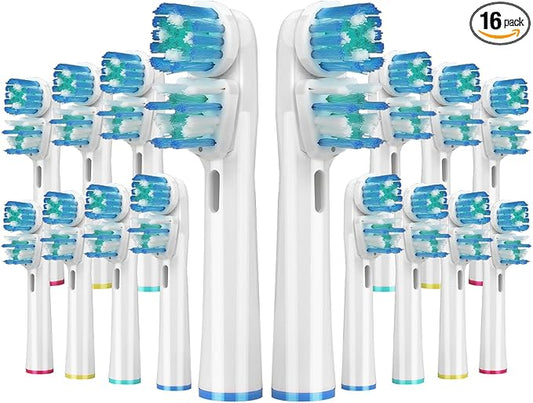 16 Pcs Double Heads Replacement Toothbrush Heads Compatible with Oral B Braun,Electric Toothbrush Heads Refill for Pro 500/1000/1500/3000/7000/8000/9600