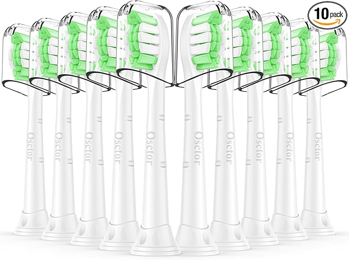 Osctor Fit for Sonicare Replacement Heads, Toothbrush Replacement Brush Heads Compatible with Philips Sonicare Click on Electric Toothbrush, 10 Pack, White