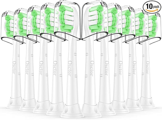 Osctor Fit for Sonicare Replacement Heads, Toothbrush Replacement Brush Heads Compatible with Philips Sonicare Click on Electric Toothbrush, 10 Pack, White