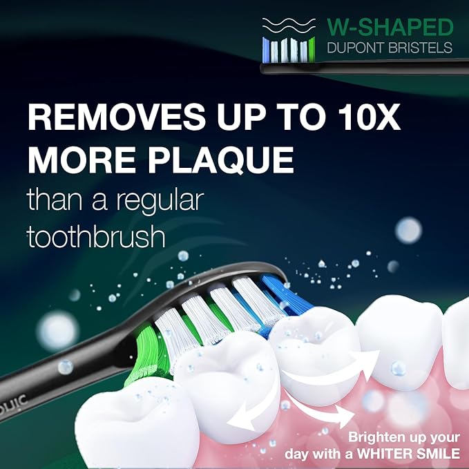 Wagner Stern WT8900 Series Electric Toothbrush – Whitening & Pressure Sensor, 5 Modes, 3 Intensities, 8 Soft Brush Heads, Rechargeable, Travel Case Included