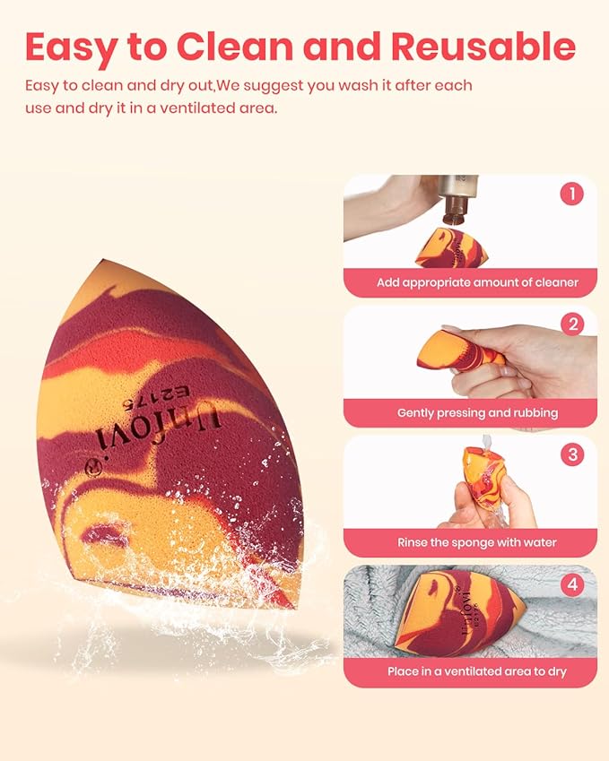 Random 3Pcs Makeup Sponges from 4 Colors, Tricolor Fusion Beauty Shape Makeup Sponge for Foundation, Concealer, Powder Cream and Liquid Application (Blind Box)