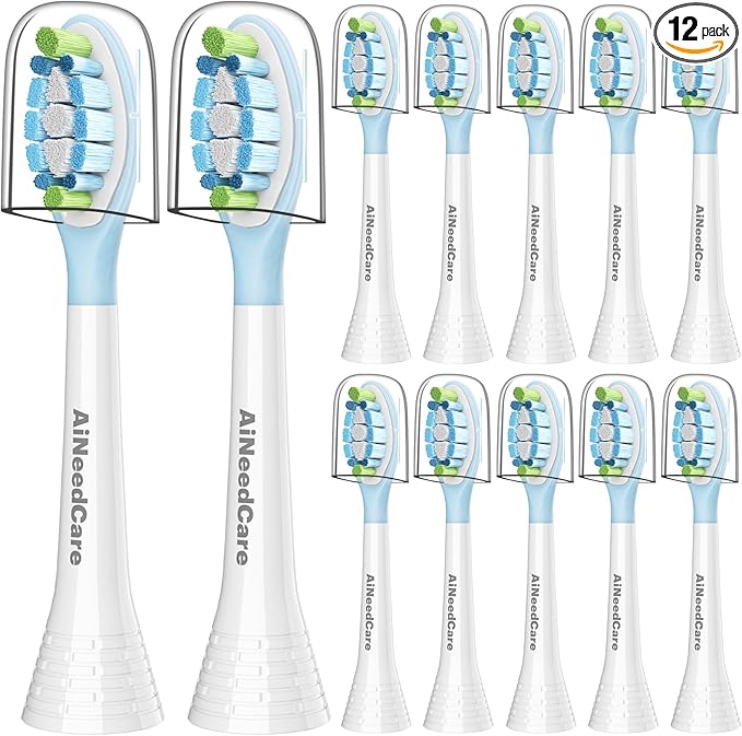 12 Pack Toothbrush Replacement Heads for Philips Sonicare, Electric Brush Heads Compatible with Phillips Sonic Snap-on Care Head (White)