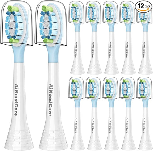 12 Pack Toothbrush Replacement Heads for Philips Sonicare, Electric Brush Heads Compatible with Phillips Sonic Snap-on Care Head (White)