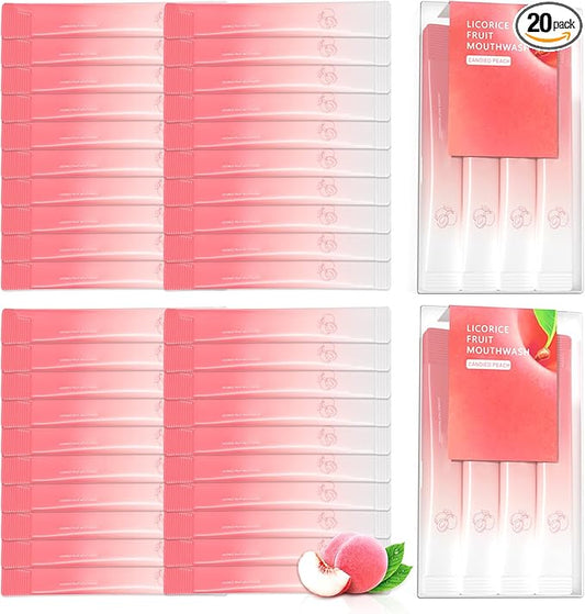 40PCS Peach Oral Care Travel Mouthwash,Fresh Breath Travel Size Mouthwash,Individually Wrapped Mini Mouth Wash,Refreshing Oral Mouth Rinse,Oral Cleaning Mouth Wash for Adults