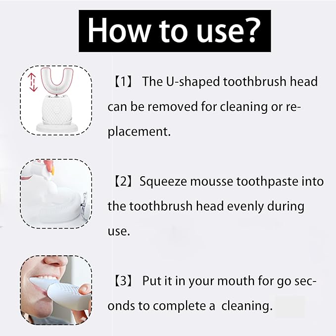 Automatic Toothbrush for Adults - Ultrasonic Electric Toothbrush with Soft Bristles Rechargeable Portable Waterproof Design 30s Timer, Wireless Charging Dual-Use for Travel & Home (Black)