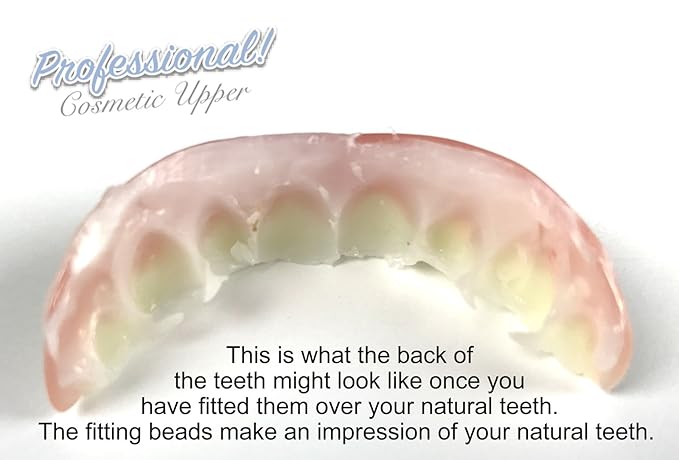 Professional Cosmetic Upper - New from Instant Smile! Hand Crafted Detail, Custom fit at Home! Works Best in Medium to Large Sized Mouths.