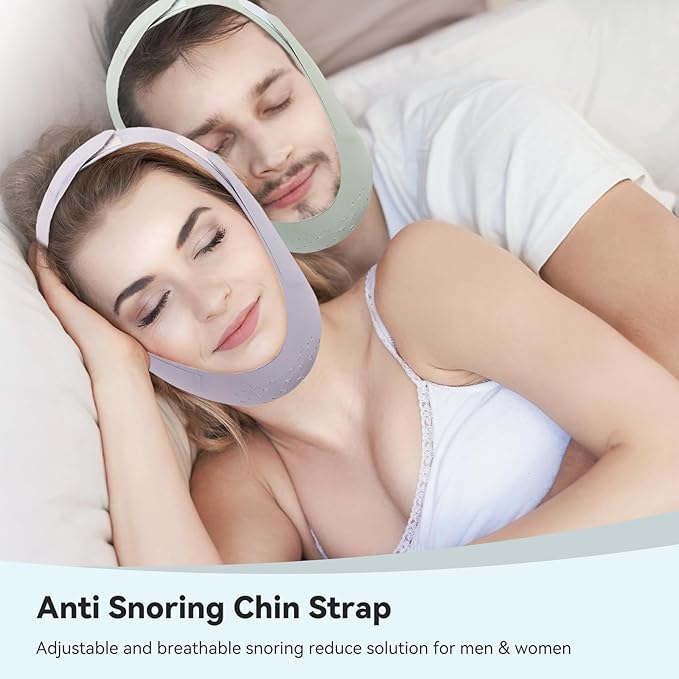 Anti Snore Chin Strap, Snore Stopper with Adjustable Velcro Chin Strap for Sleeping Comfortable Stop Snoring Solution Anti Snoring Devices Breathable and Reusable （Two Couple Outfits） (L)