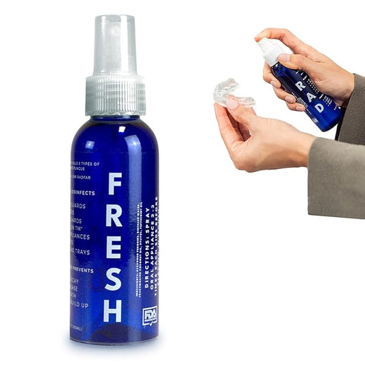 RAD FRESH - Natural Mouth Guard Cleaner with Food-Grade Hydrogen Peroxide, Easy-to-Use, No-Rinse-Formula Retainers Cleaner for All Oral Devices Like Aligners, Dentures & More, 1 Pack, 3.4 oz