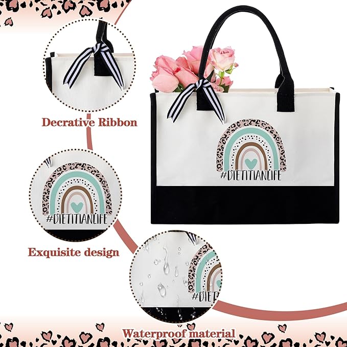 Geiserailie 8 Pcs Dietitian Gifts for Women Including Large Tote Bag Cosmetic Bags Tumbler Cup Plush Socks Metal Keychain Card and Envelope for Christmas Dietitian Nutritionist Thank You Gifts