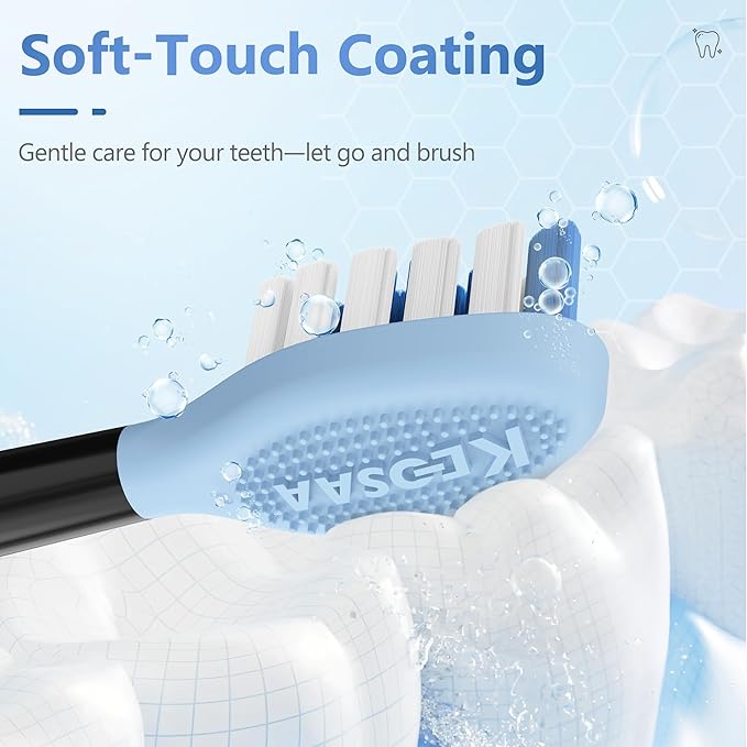 Replacement Toothbrush Heads for Philips Sonicare Electric Toothbrush, 2-in-1 Tongue Cleaner, 6 Pack, Ice Blue, Black, Suitable for Philips Sonicare Heads, C2, C1, C3, W1, W2, W3, G1, G2, G3