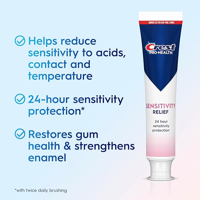 Crest Sensitivity Toothpaste 4.8 oz (3 Pack), Relieves Sensitivity, Strengthens Gums, Anticavity, Clinically Proven, Antibacterial Toothpaste